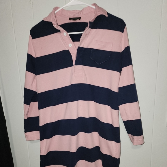 J Crew Classic Preppy Baby Pink And Navy Blue Striped Top - Picture 4 of 11